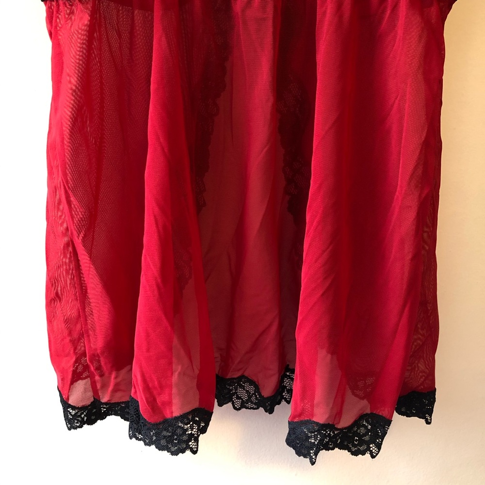 La Senza Large Red & Black Lace Open Babydoll Lingerie - Picture 7 of 9